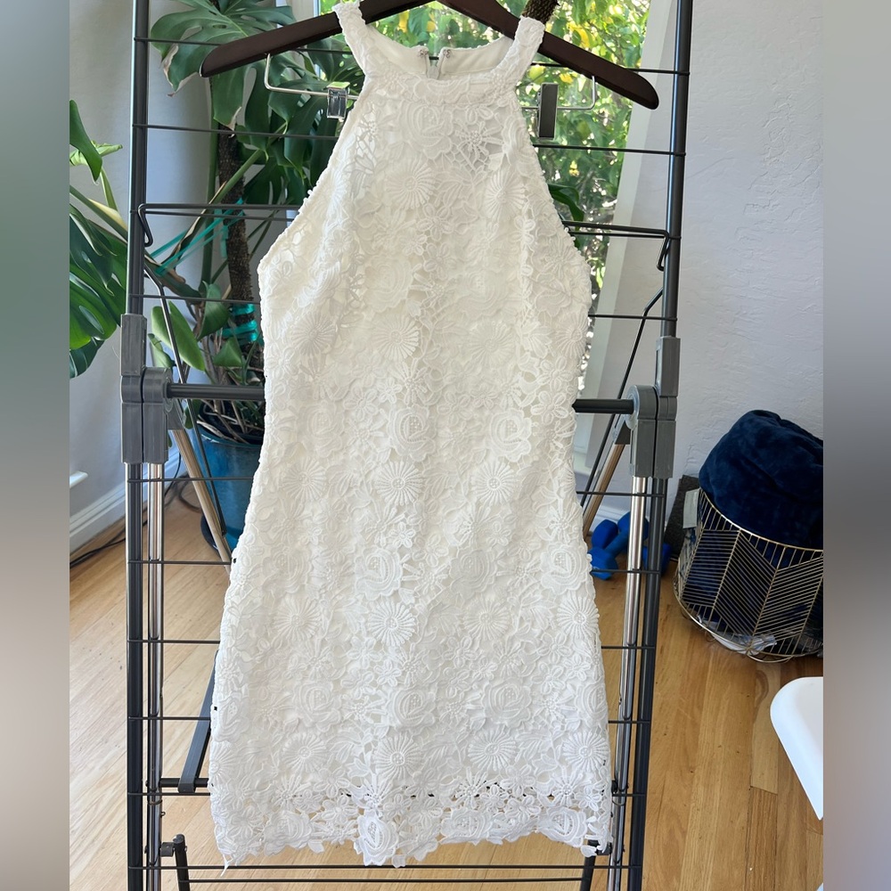 Lulu's White Floral Lace Dress - Size Medium